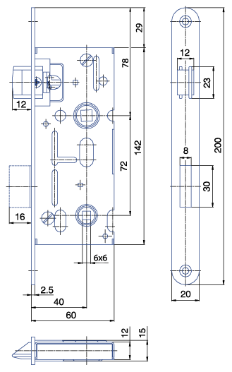 Zamok WC6072/40/20mm   HOBES K-111 P/