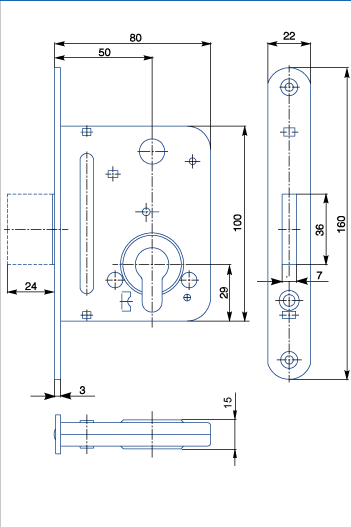 Zamok V80    /50/22mm   HOBES 2634 Zn zvorov prdavn