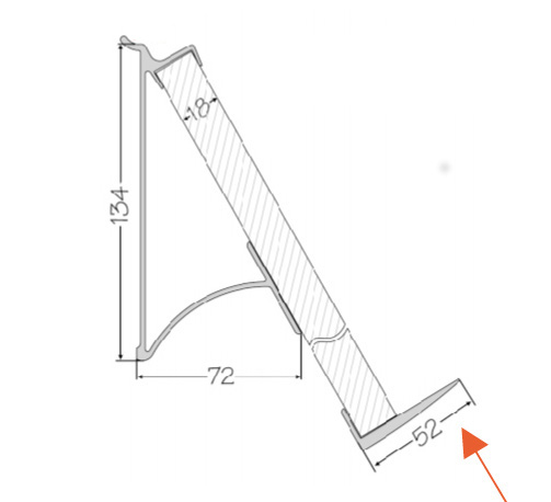 Zavesny system AL listovy - podpera 230mm k polike na knihu